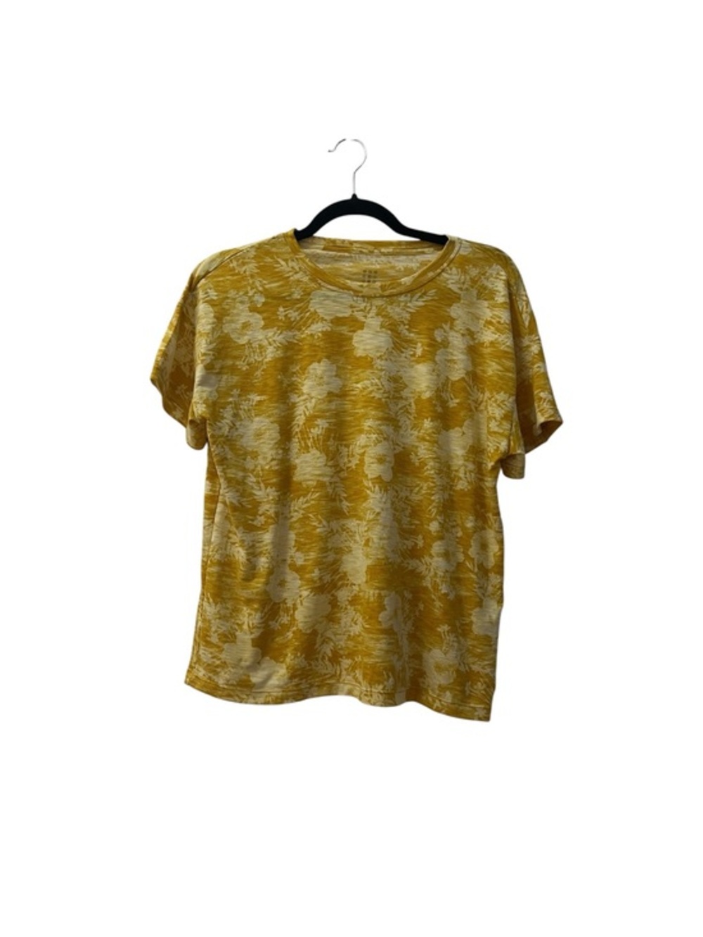 Title Nine Yellow Abstract Floral Short Sleeve Tee